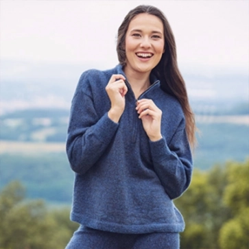 Pull en laine yack col chemin&eacute;e pour femme