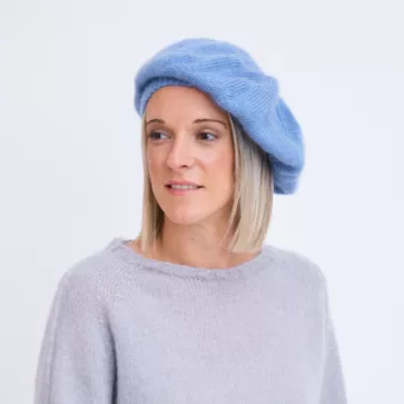 Bérêt en laine mohair et soie pour femme
