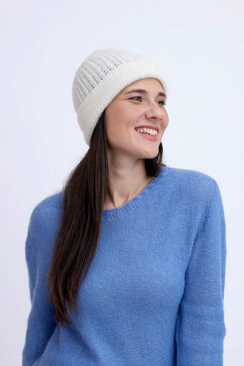 Bonnet laine à revers pour femme