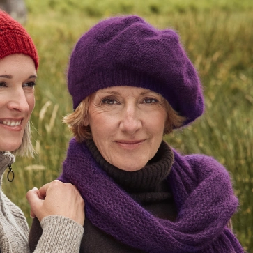 Bérêt en laine mohair et soie pour femme
