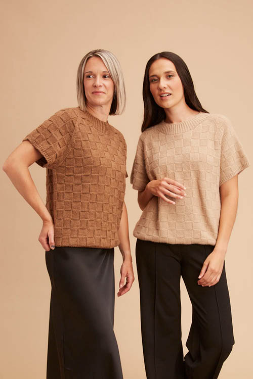 Pull manches courtes duvet de chameau pour femme