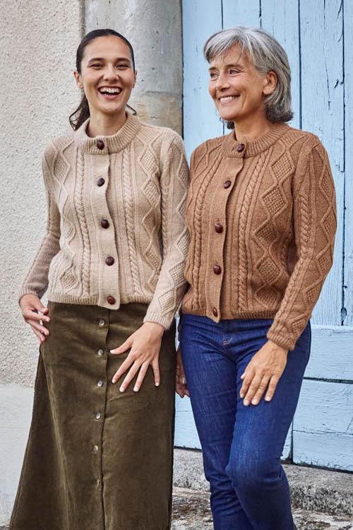 Gilet en laine à torsades pour femme