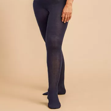 Collant laine mérinos marine