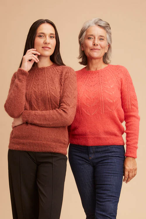 Pull en laine ajouré en duvet de mohair et soie pour femme