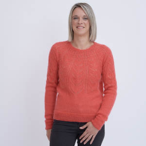 Pull en laine ajouré en duvet de mohair et soie pour femme