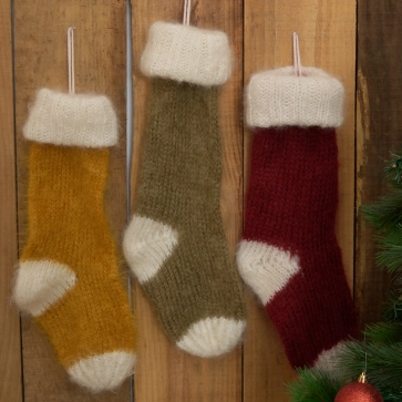 Grande chaussette de Noël décorative en Mohair et laine
