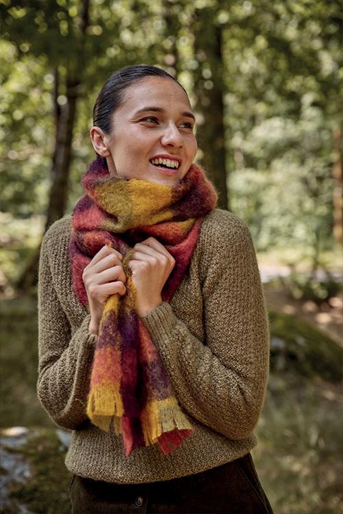 Grande écharpe laine mohair écossaise pour femme