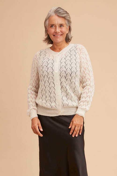 Gilet laine mohair ajouré femme