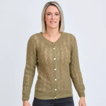 Gilet laine mohair ajouré femme