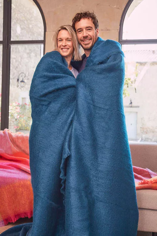 Couverture laine mohair grand lit 2 places