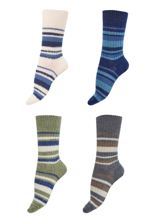 Chaussettes laine mohair rayures multicolores