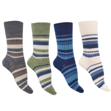 Chaussettes sans couture laine mohair rayures multicolores