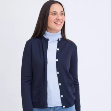 Cardigan à poches laine mérinos pour femme