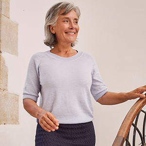Pull en laine mérinos manches courtes femme