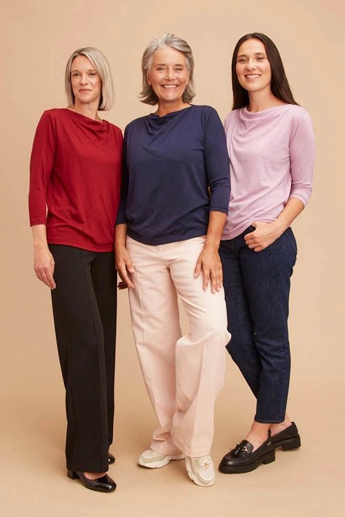 T-shirt en laine mérinos manches 3/4 pour femme