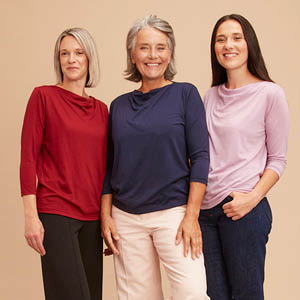 T-shirt en laine mérinos manches 3/4 pour femme