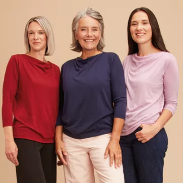 T-shirt en laine mérinos manches 3/4 pour femme