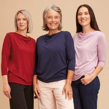 T-shirt en laine mérinos manches 3/4 pour femme