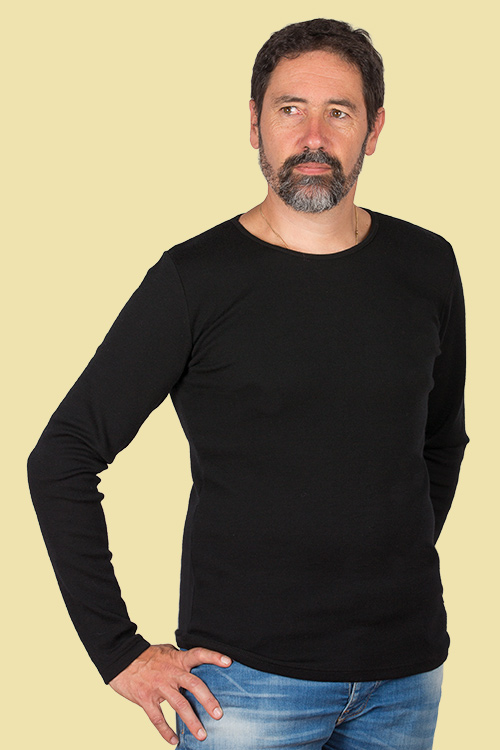 T-shirt en laine mérinos 165 extra-fin manches longues pour homme