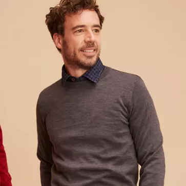 Pull en laine mérinos homme col rond