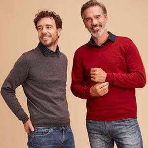 Pull en laine mérinos homme col V
