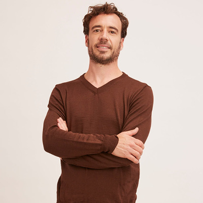 Pull en laine mérinos homme col V