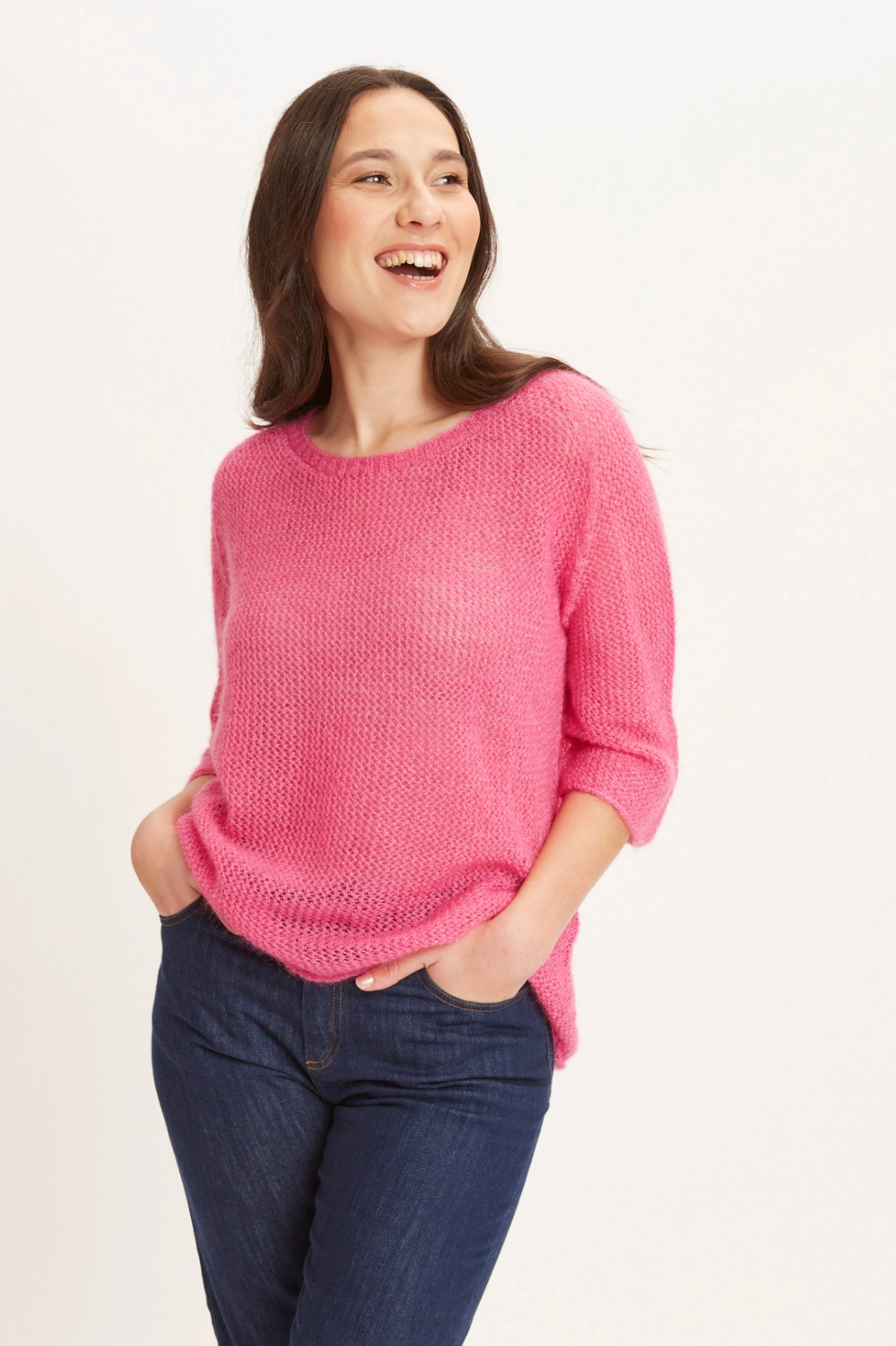 Pull en laine mohair et soie résille ample