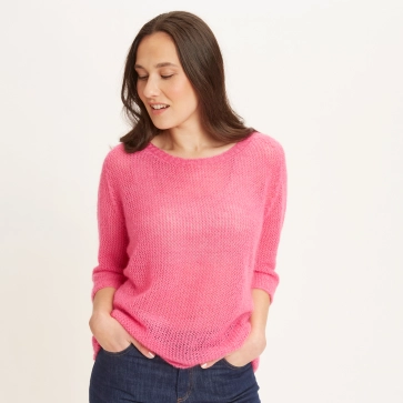 Pull en laine mohair et soie r&eacute;sille ample
