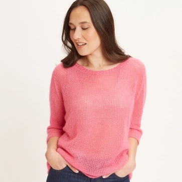 Pull en laine mohair et soie r&eacute;sille ample pour femme