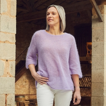 Pull en laine mohair et soie résille ample pour femme