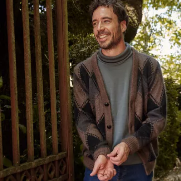 Gilet en laine mohair jacquard pour homme