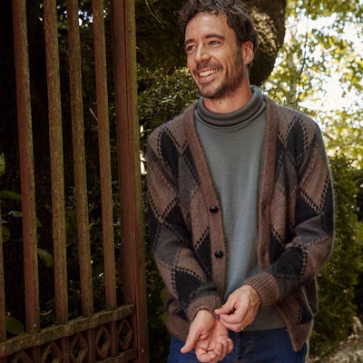 Gilet en laine mohair jacquard pour homme