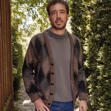 Gilet en laine mohair jacquard pour homme