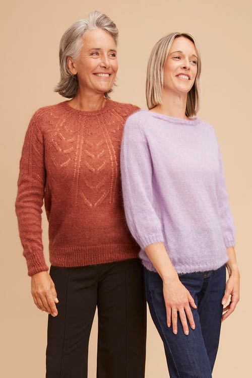 Pull en laine mohair et soie manches 3/4