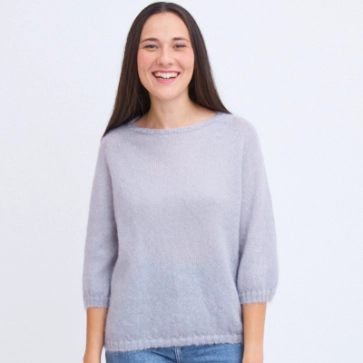 Pull en laine mohair et soie manches 3/4 