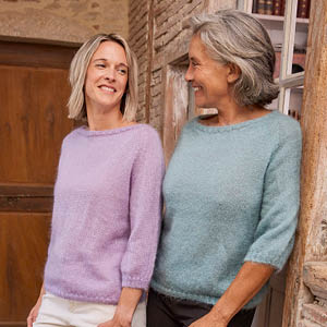 Pull en laine mohair et soie manches 3/4 