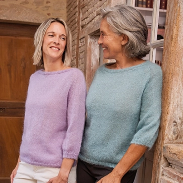 Pull en laine mohair et soie manches 3/4 