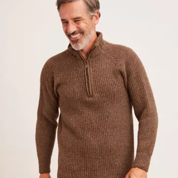 Pull en laine mérinos camionneur pour homme