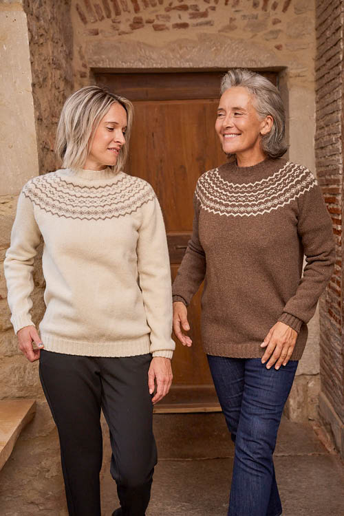 Pull en laine mérinos jacquard femme