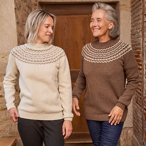 Pull en laine mérinos jacquard femme