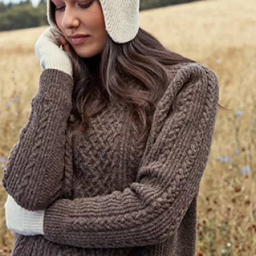 Pull en laine à torsades pour femme