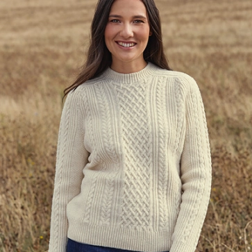 Pull en laine à torsades pour femme