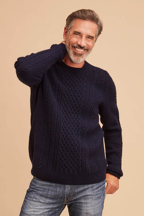Pull en laine à torsades pour homme
