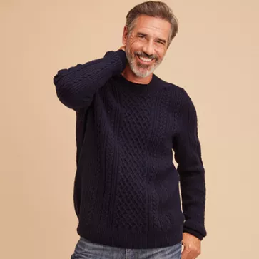 Pull en laine à torsades pour homme