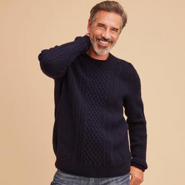 Pull en laine à torsades pour homme