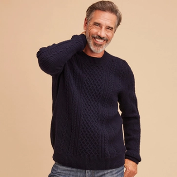 Pull en laine à torsades pour homme