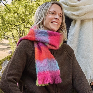 Écharpe laine mohair et soie femme écossaise