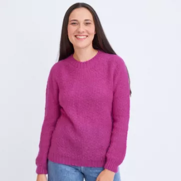 Pull laine mohair col rond pour femme