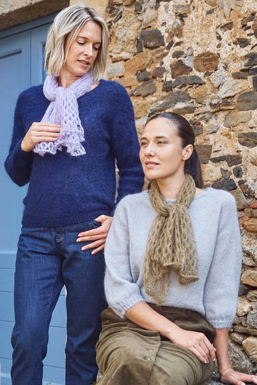Tour de cou mohair et soie pour femme 