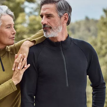 T-shirt laine mérinos col zippé pour homme